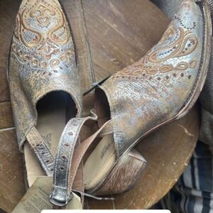 Dan Post Metallic and Brown Ankle Booties